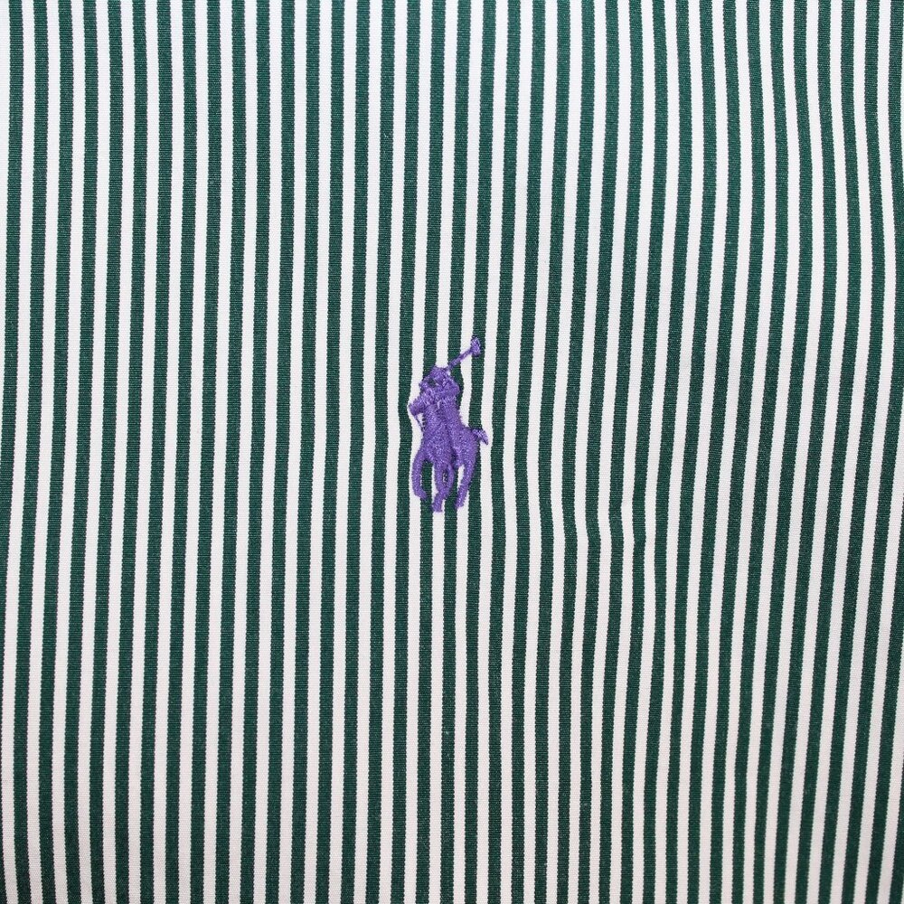 Ralph Lauren Mens XL Button Down Dk Green Striped Dress Shirt Office Travel - Picture 7 of 9